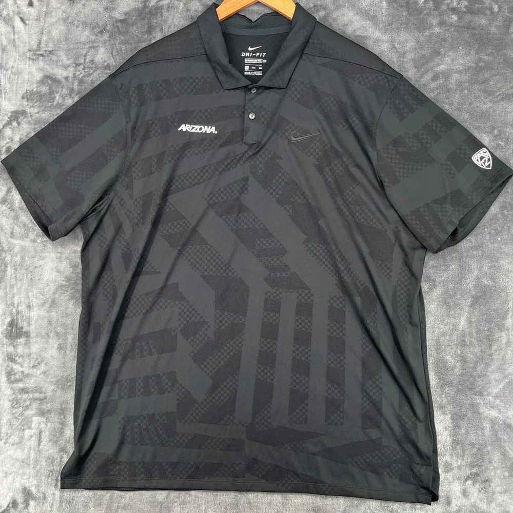NIKE Golf Dri-Fit ARIZONA WILDCATS Polo Shirt Men's 2XL Black Pac12 UofA NCAA